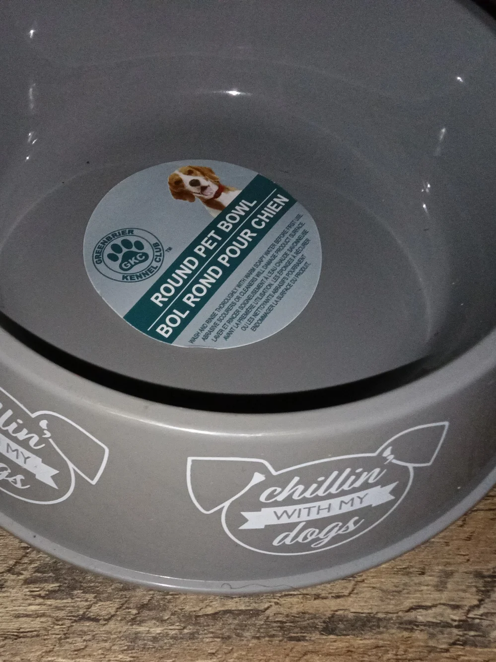 Gray Plastic Pet Dog Cat Water Food Bowl